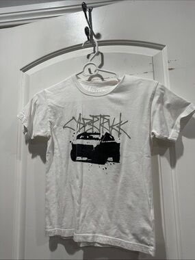 Tesla White Kids Tee with Subtle Gray Logo